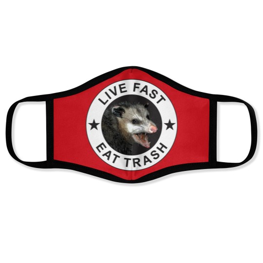Discover Live Fast Eat Trash Face Masks