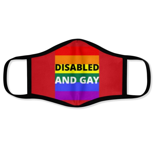 Discover Disabled  And Gay On Rainbow Background Face Masks