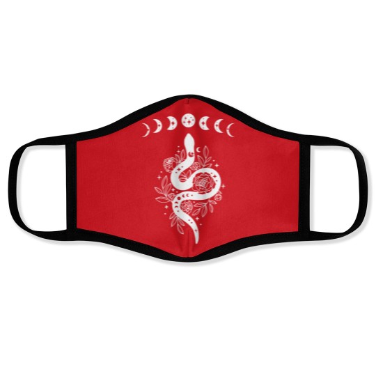 Discover Celestial Snake, Mystical Lunar Snake, Celestial Mystical Floral Moon Snake Face Masks