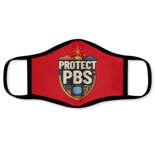 Discover Protect PBS Face Masks, PBS Unisex Face Masks, Political Protest Face Masks, Save Public Broadcasting, Anti Trump Face Masks