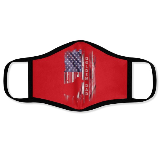 Discover Vintage USA Flag Proud Golden Retriever Dad Silhou Face Masks