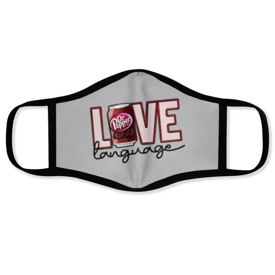 Discover Dr. Pepper Face Masks, Love Language Dr Pepper, Beverage Face Masks