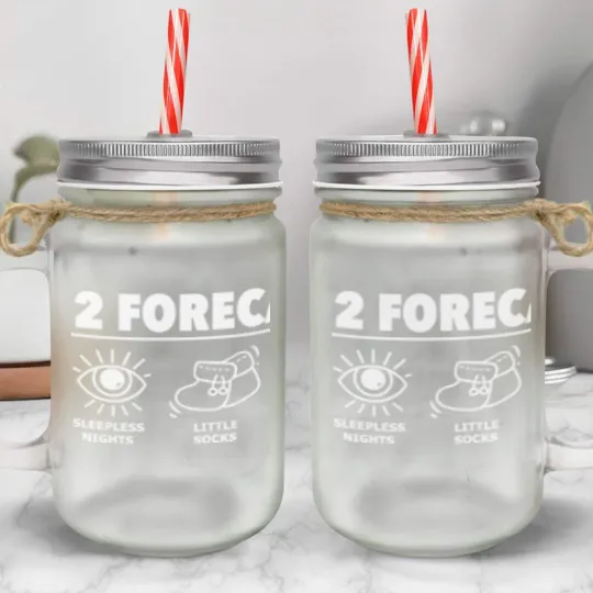 Discover 2022 Forecast New Dad Mom Baby Announcement Pregnancy Gift Mason Jar Cups
