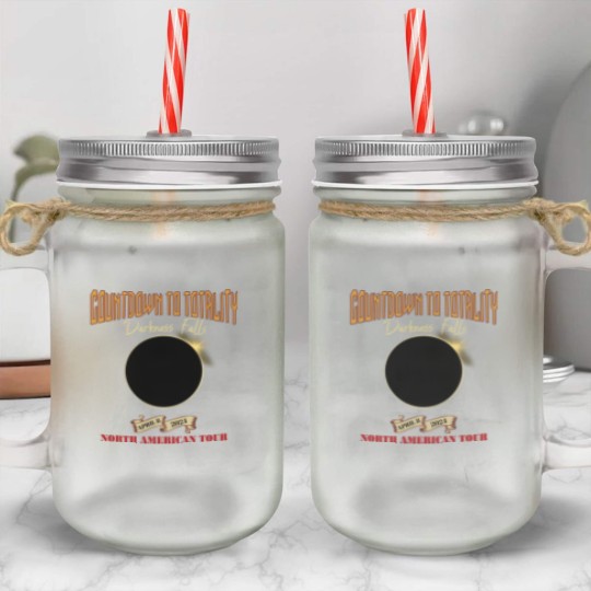 Discover Total Solar Eclipse Mason Jar Cups April 8th 2024, Rock Concert Tour Mason Jar Cups with Path of Totality Cities