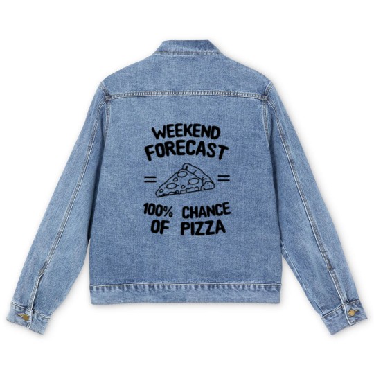 Discover Weekend Forecast 100% Chance of Pizza Men's Denim Jackets
