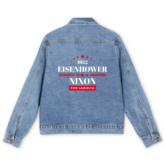 Discover Eisenhower Nixon Men's Denim Jackets Men's Denim Jackets Ike 1952 Campai Men's Denim Jackets