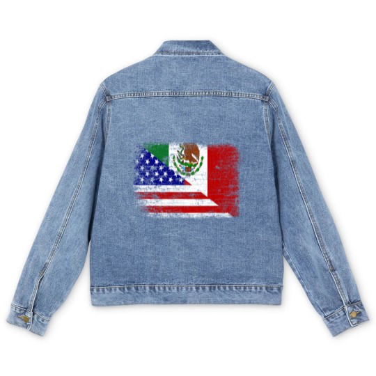 Discover Vintage Mexican American Flag Men's Denim Jackets