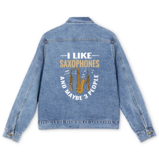 Discover Jazz Music Instrument Saxophone Boys Saxophonist Men's Denim Jackets