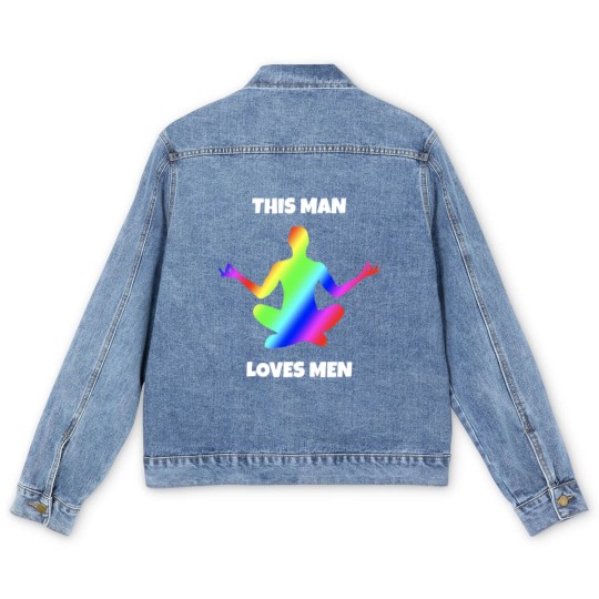 Discover This Man loves Men rainbow colors gay men Men's Denim Jackets