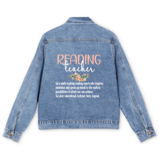 Discover Reading Teacher Definition Book Reading Specialist Men's Denim Jackets