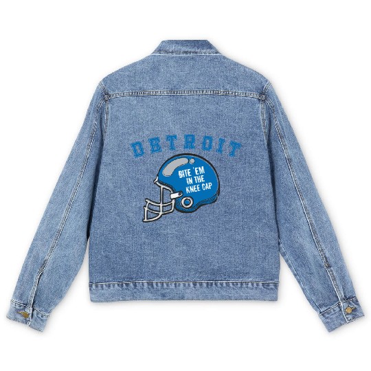 Discover Detroit Michigan Michigander Sunday Lion Kneecap Bite Fans Men's Denim Jackets