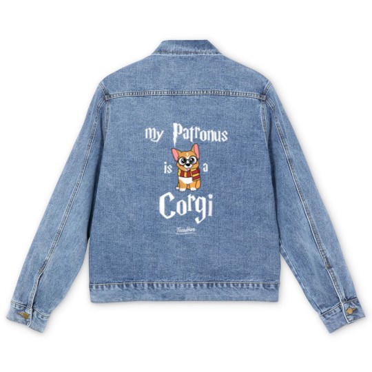 Discover My Patronus Is A Corgi Funny Corgi Novelty Cute C Men's Denim Jackets