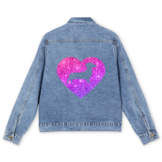 Discover Cute Dachshund Wiener Dog Heart Gift For Girls And Men's Denim Jackets