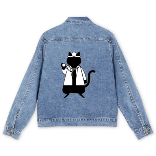 Discover Funny Doctor Cat Vet Physician Trainee Animal Men's Denim Jackets