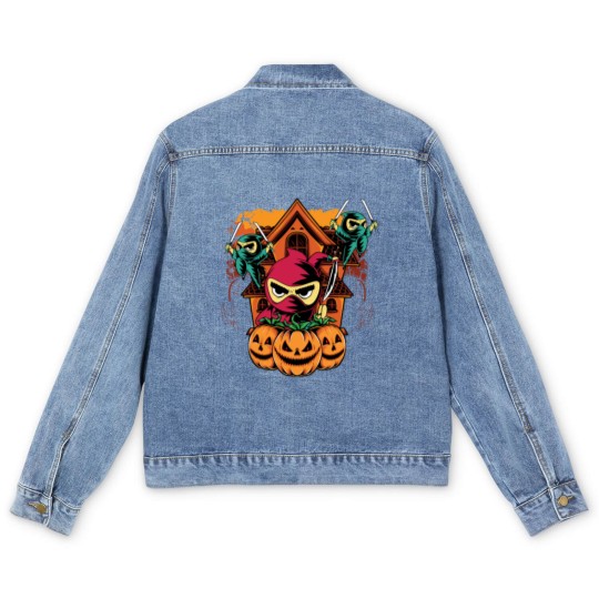 Discover Halloween Ninja Costume Pumpkin Cute Ninja Kids Men's Denim Jackets
