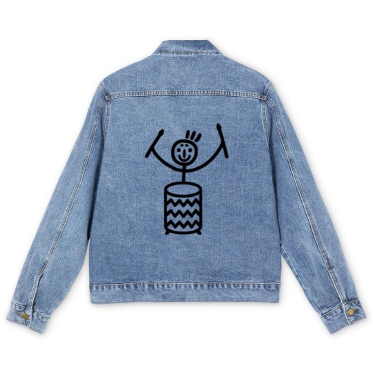 Discover Stick figure with Samba drum Men's Denim Jackets