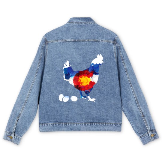 Discover Colorado Chickens Men's Denim Jackets