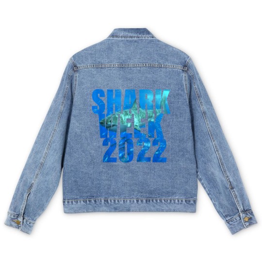 Discover Shark Week 2022 V-Neck Men's Denim Jackets