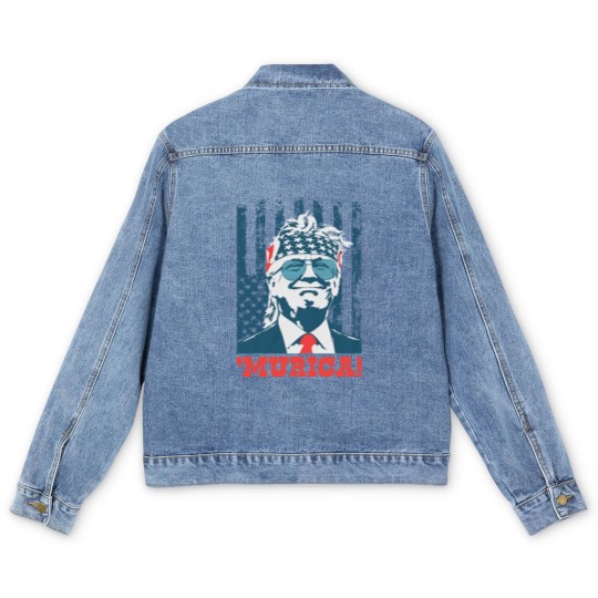 Discover Donald Trump Men's Denim Jackets Murica 4th of July Patriotic American Party USA Men's Denim Jackets