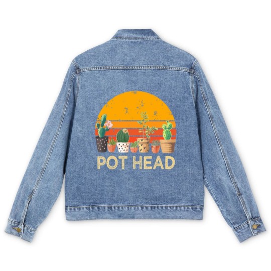 Discover Pot Head Stone Flowers Men's Denim Jackets