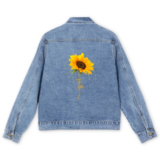 Discover Sunflower Men's Denim Jackets Faith Beautiful yellow sunflower sunflower blooms funny