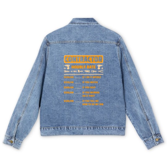 Discover Contractor Hourly Rate Price Chart Labor Funny Gift Handyman Men's Denim Jackets