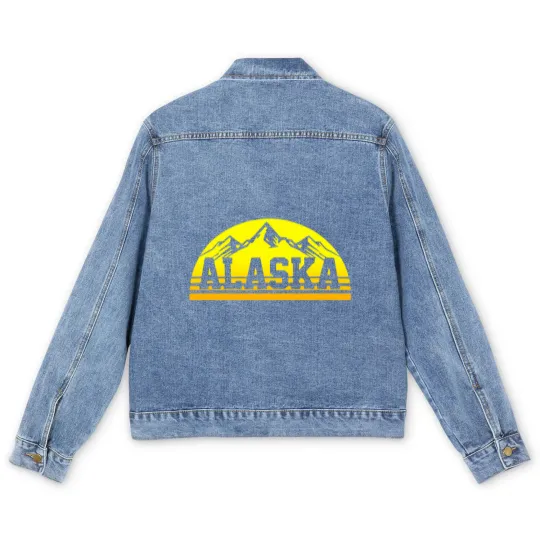 Discover Alaska Vintage Alaska Day Men's Denim Jackets