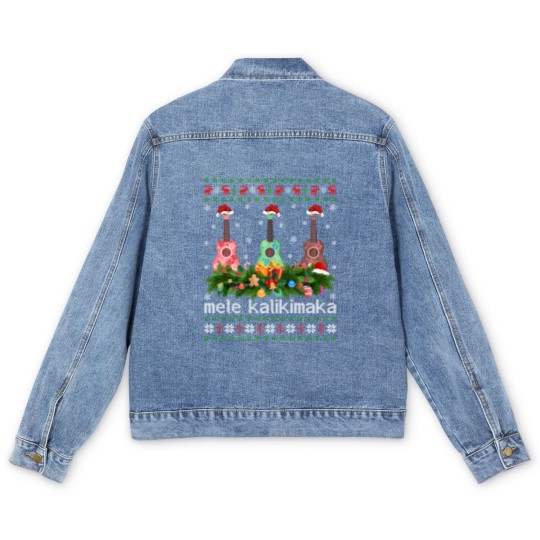 Discover Mele Kalikimaka Ukulele Guitar  Men's Denim Jackets