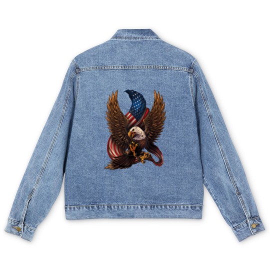 Discover Patriotic American Design With Eagle And Flag Men's Denim Jackets