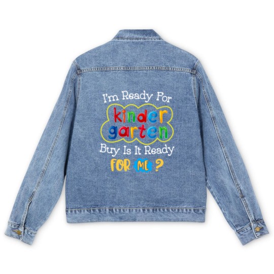 Discover Kids First Day Of Kindergarten Funny Back To School Men's Denim Jackets