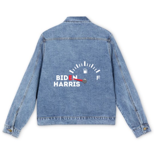 Discover Funny Biden Gas Men's Denim Jackets | Empty Fuel Tank Gas Shortage Men's Denim Jackets