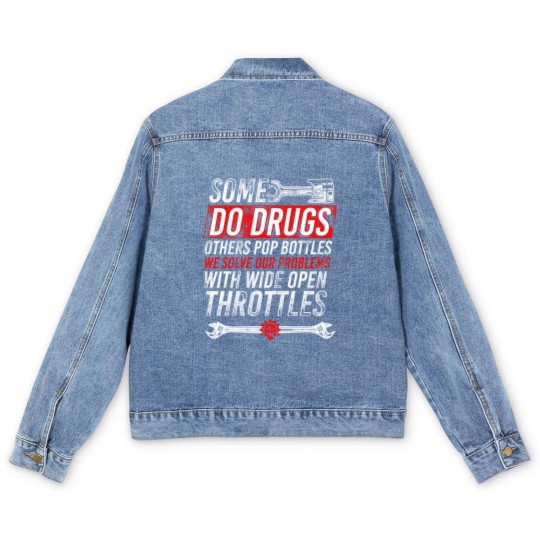 Discover Wide Open Throttle Men's Denim Jackets - Car or Truck Racing Men's Denim Jackets