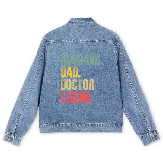 Discover Mens Funny Vintage Men's Denim Jackets Husband Dad Doctor Legend Retro Men's Denim Jackets