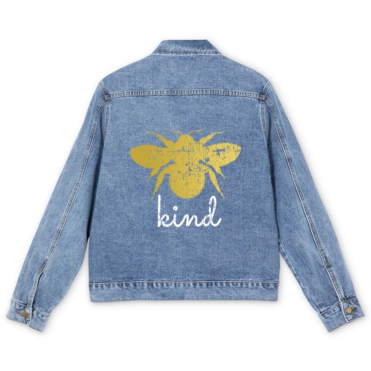 Discover Womens Vintage Be Kind - Bumblebee Bee Kind Kindness Men's Denim Jackets