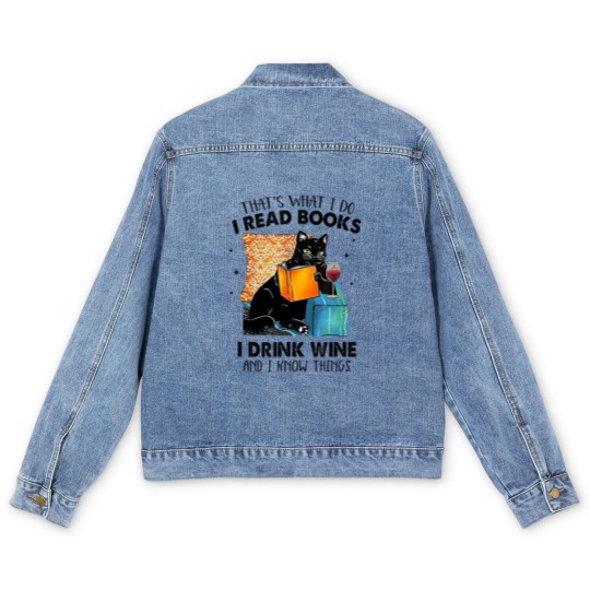 Discover I Read Books I Drink Wine & I Know Things Men's Denim Jackets