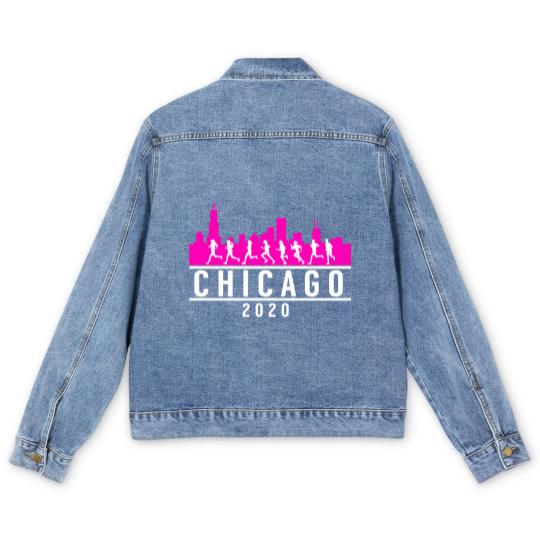 Discover Chicago Skyline Runners Men's Denim Jackets