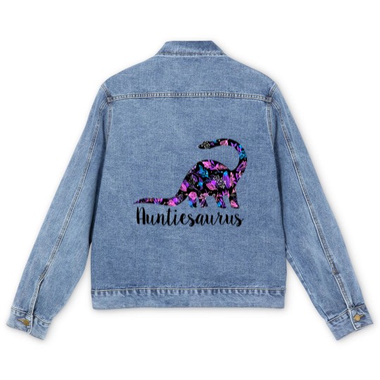 Discover Womens Auntiesaurus Men's Denim Jackets Funny Kids Gift for Aunt Cute Graphic Dinosaur Top