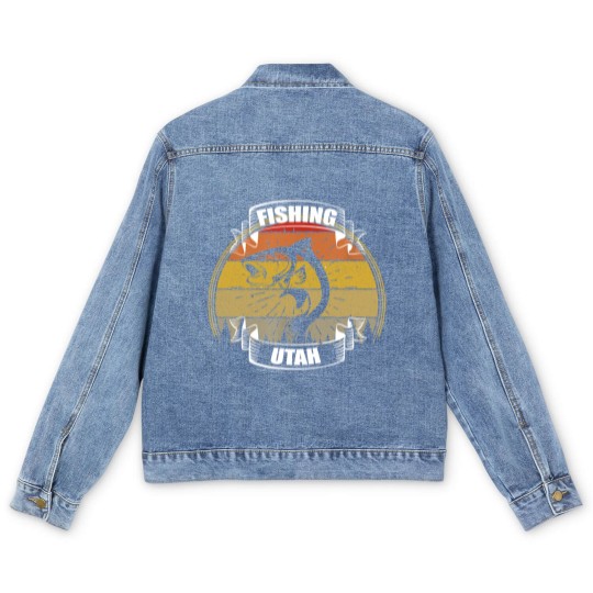 Discover Vintage Sunset Trees Fishing Utah Men's Denim Jackets