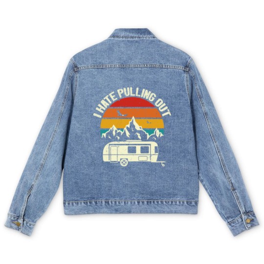 Discover Retro Vintage Mountains I Hate Pulling Out Funny Camping Men's Denim Jackets