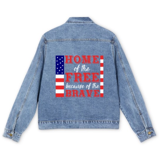 Discover Liberal Men's Denim Jackets, Home Of The Free Because Of The Brave Men's Denim Jackets, Patriotic Men's Denim Jackets, 4th Of July Men's Denim Jackets, Military Wife, Independence Day Men's Denim Jackets