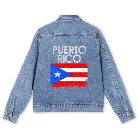 Discover Vintage Puerto Rico Rican Flag Men's Denim Jackets