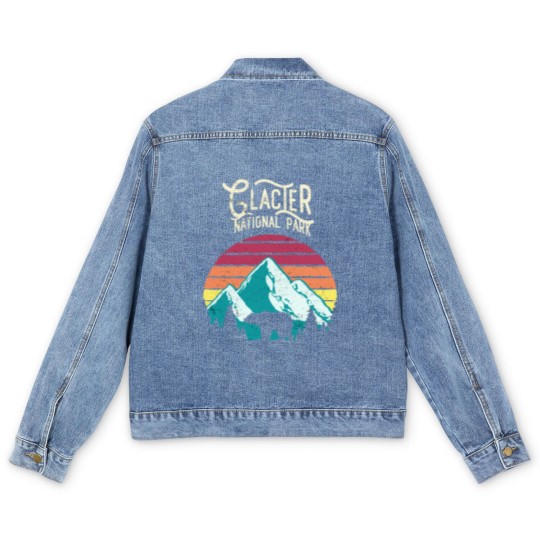 Discover Vintage Glacier National Park Mountain Bear Sweat Men's Denim Jackets