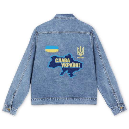 Discover Glory to Ukraine Map Football Team Men's Denim Jackets