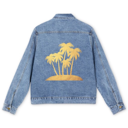 Discover Palm Gold Beach Vacation Island Luxury Summer Sun Men's Denim Jackets