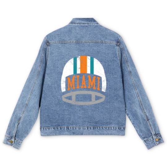 Discover Miami Retro Helmet - Aqua - Dolphins - Men's Denim Jackets