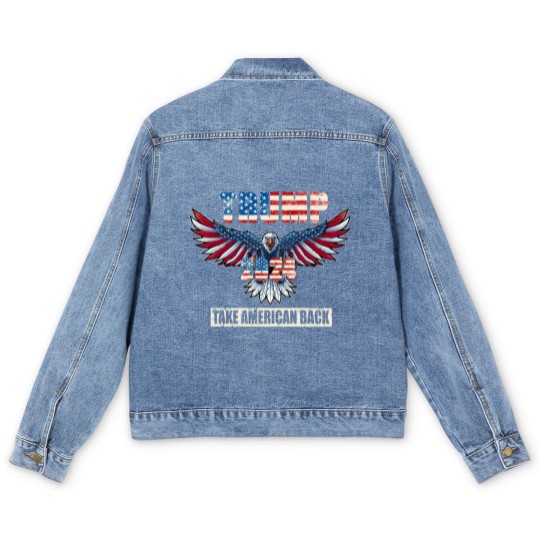 Discover Trump 2024 Flag Take America Back Men Women - Trump 2024 Men's Denim Jackets