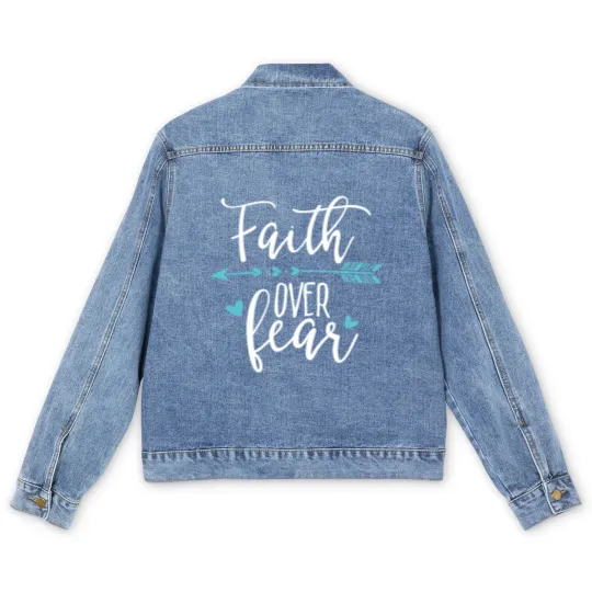 Discover Faith Over Fear - Faith Over Fear Apparel Men's Denim Jackets
