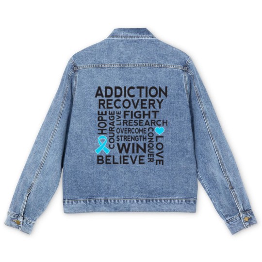 Discover Addiction Recovery Awareness Ribbon - Addiction Recovery Awareness - Men's Denim Jackets