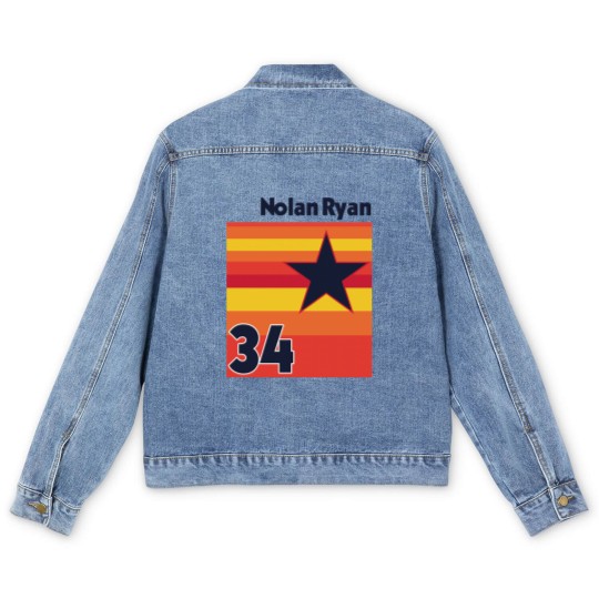 Discover Retro Nolan Ryan Uniform Tribute - Baseball Lover - Men's Denim Jackets
