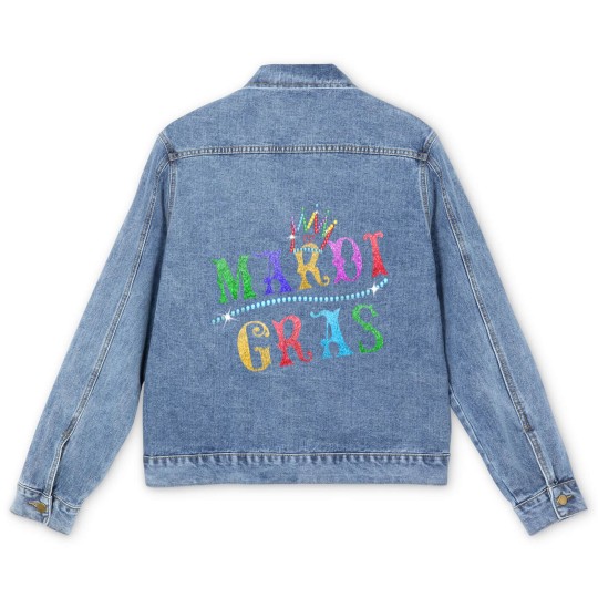 Discover Mardi Gras Crown Men's Denim Jackets - Funny Mardi Gras Costume Men's Denim Jackets
